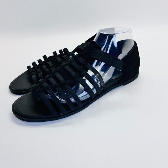 Eileen Fisher Rato Slip On Sandal Size 10 Nubuck Black  Strappy Flat - Picture 1 of 9